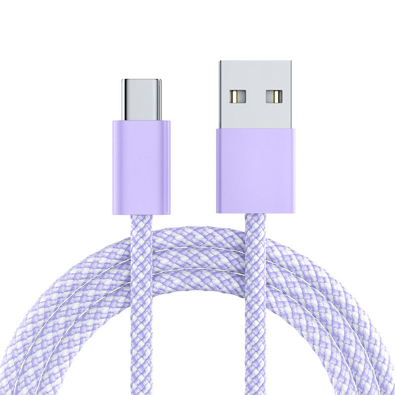 Link USB-A to USB-C braided cable in purple by Voydesk