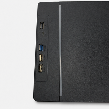 Close-up of the Command riser's front ports: USB-A and USB-C charging plus USB 3.0 and USB 2.0 data ports