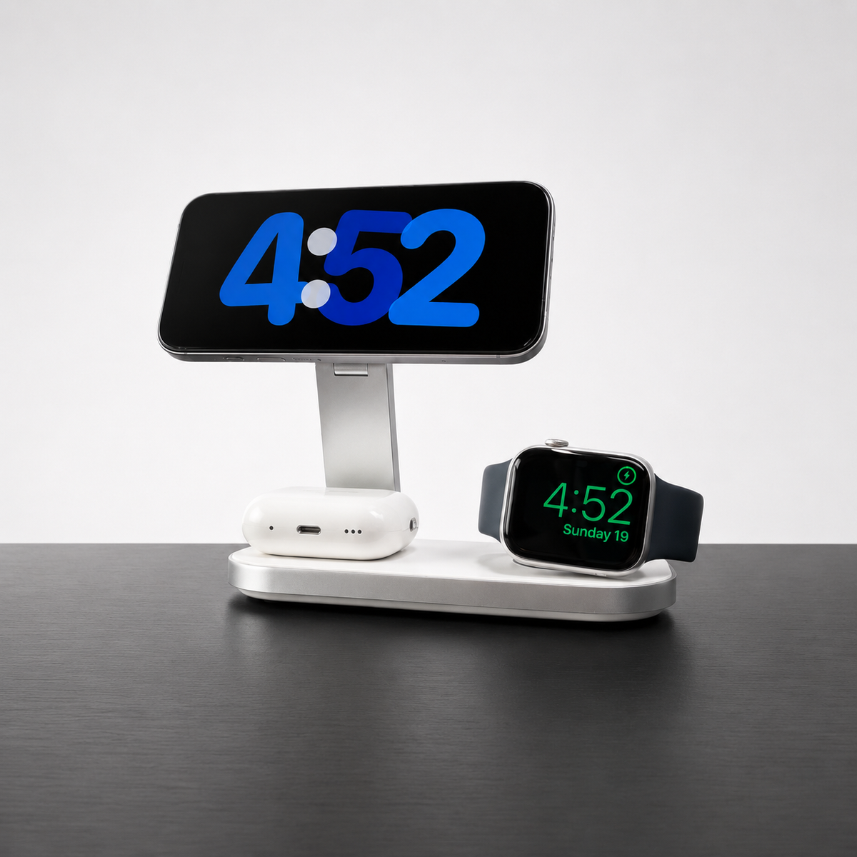 Orbit 3-in-1 magnetic charging stand by Voydesk, hero product photo