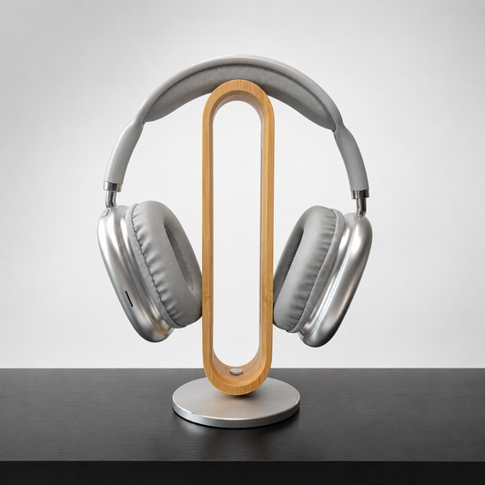 Grove bamboo headphone stand by Voydesk — hero product photo