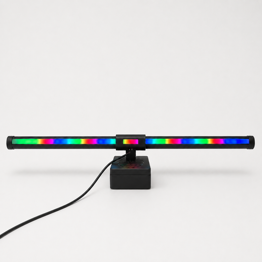 Aurora monitor light bar with RGB backlight by Voydesk, hero product photo